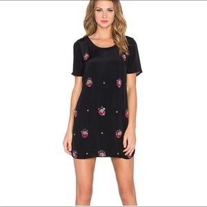Lovers + Friends Black Mini Dress with Red Floral Accents